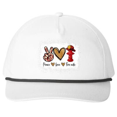 Firefighter Wife Life Peace Love Fire Wife Heart Snapback Five-Panel Rope Hat