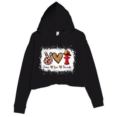 Firefighter Wife Life Peace Love Fire Wife Heart Crop Fleece Hoodie