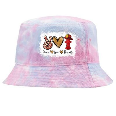 Firefighter Wife Life Peace Love Fire Wife Heart Tie-Dyed Bucket Hat