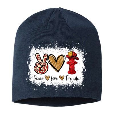 Firefighter Wife Life Peace Love Fire Wife Heart Sustainable Beanie