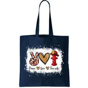 Firefighter Wife Life Peace Love Fire Wife Heart Tote Bag