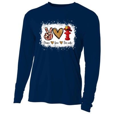 Firefighter Wife Life Peace Love Fire Wife Heart Cooling Performance Long Sleeve Crew