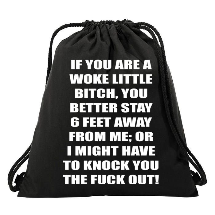 Funny Woke Little Bitch Drawstring Bag