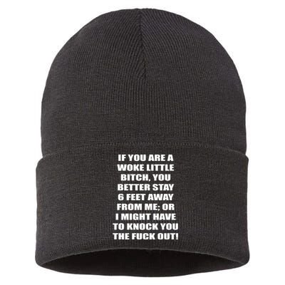 Funny Woke Little Bitch Sustainable Knit Beanie