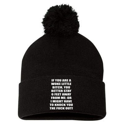 Funny Woke Little Bitch Pom Pom 12in Knit Beanie