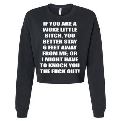 Funny Woke Little Bitch Cropped Pullover Crew