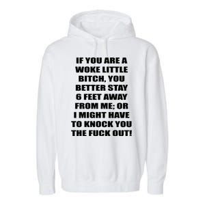 Funny Woke Little Bitch Garment-Dyed Fleece Hoodie