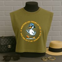 Funny Whatever Life Throws At You Duck And Let Hit Someone Else  Garment-Dyed Women's Muscle Tee