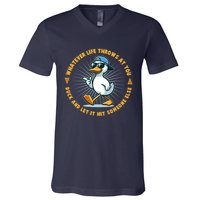 Funny Whatever Life Throws At You Duck And Let Hit Someone Else  V-Neck T-Shirt