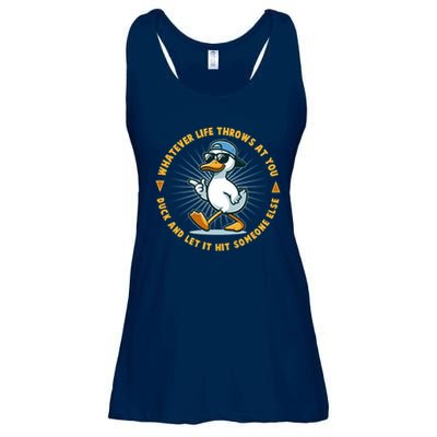 Funny Whatever Life Throws At You Duck And Let Hit Someone Else  Ladies Essential Flowy Tank