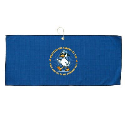 Funny Whatever Life Throws At You Duck And Let Hit Someone Else  Large Microfiber Waffle Golf Towel