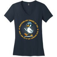 Funny Whatever Life Throws At You Duck And Let Hit Someone Else  Women's V-Neck T-Shirt