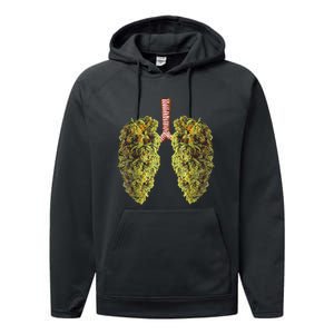 Funny Weed Lung Marijuana Bud THC Lung TShirt Performance Fleece Hoodie