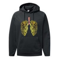 Funny Weed Lung Marijuana Bud THC Lung TShirt Performance Fleece Hoodie