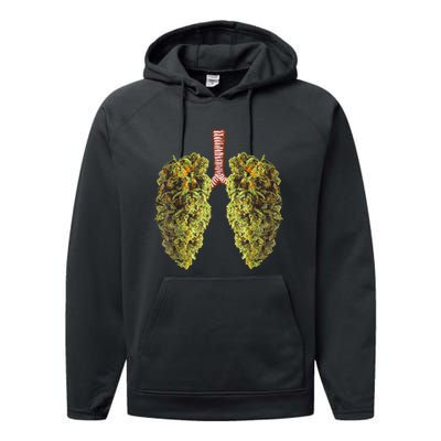 Funny Weed Lung Marijuana Bud THC Lung TShirt Performance Fleece Hoodie