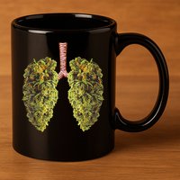 Funny Weed Lung Marijuana Bud THC Lung TShirt 11oz C Handle Ceramic Mug