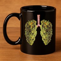 Funny Weed Lung Marijuana Bud THC Lung TShirt 11oz C Handle Ceramic Mug