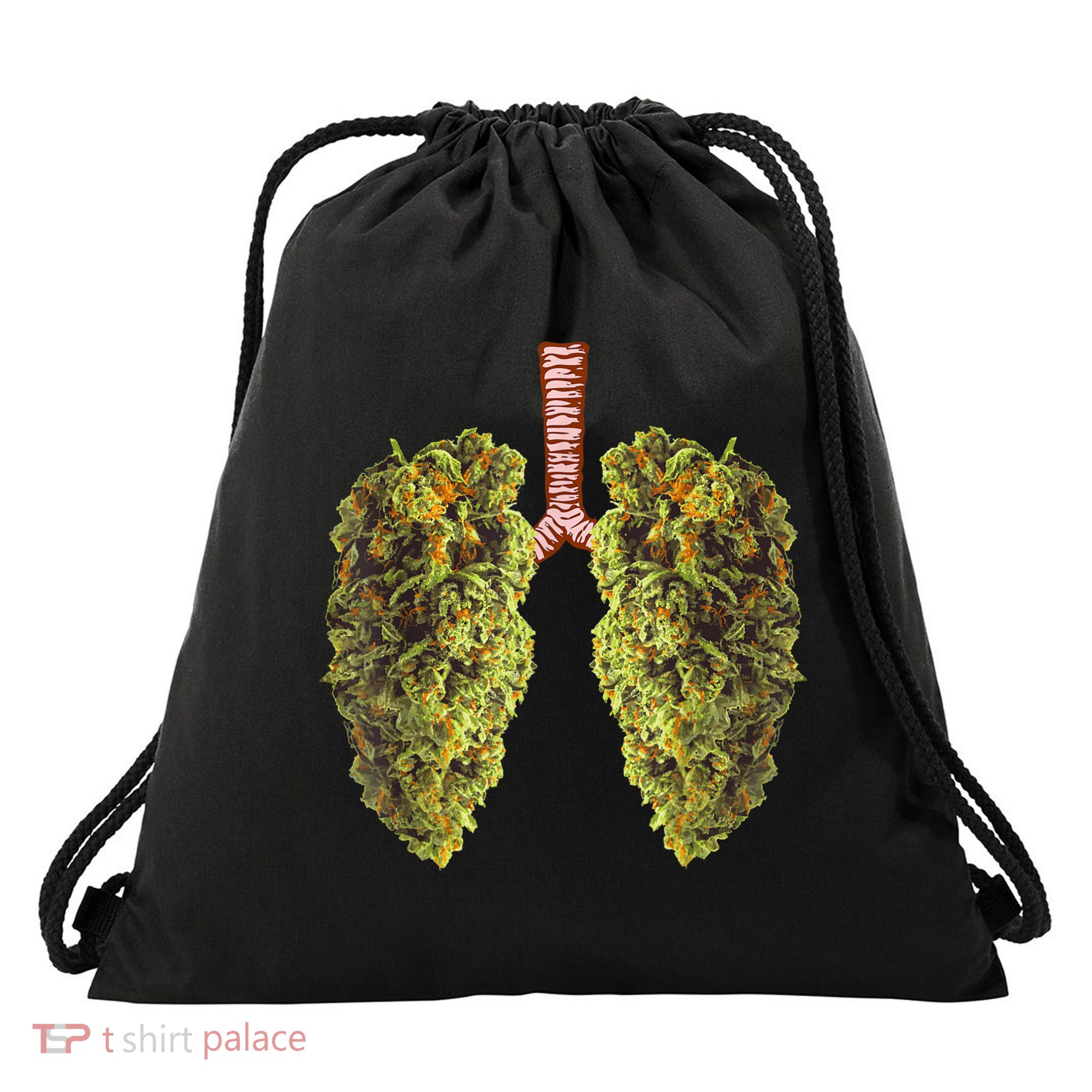 Funny Weed Lung Marijuana Bud THC Lung TShirt Drawstring Bag