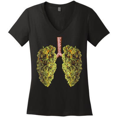 Funny Weed Lung Marijuana Bud THC Lung TShirt Women's V-Neck T-Shirt