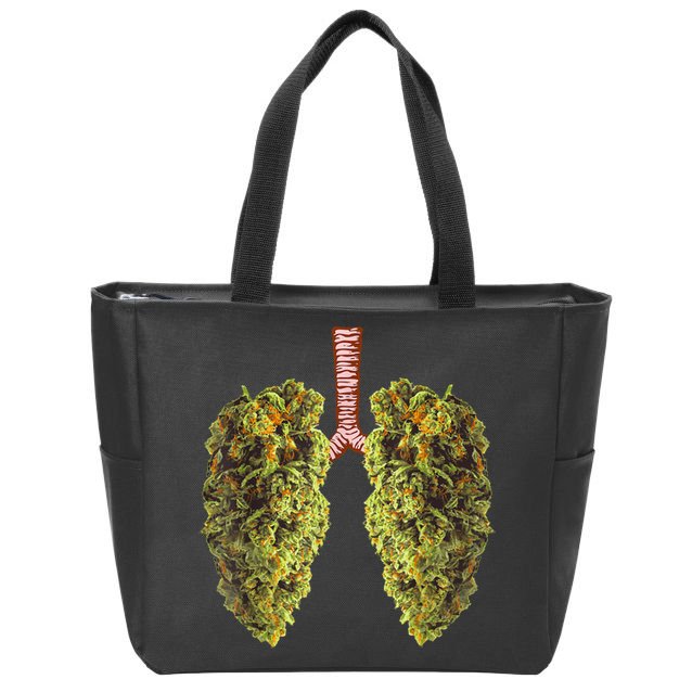 Funny Weed Lung Marijuana Bud THC Lung TShirt Zip Tote Bag