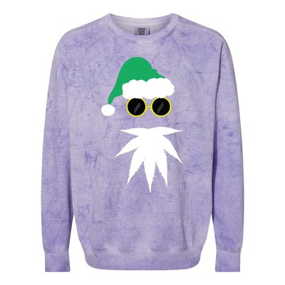 Funny Weed Leaf Santa Beard Naughty Christmas Marijuana Colorblast Crewneck Sweatshirt