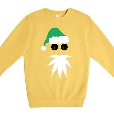 Funny Weed Leaf Santa Beard Naughty Christmas Marijuana Premium Crewneck Sweatshirt