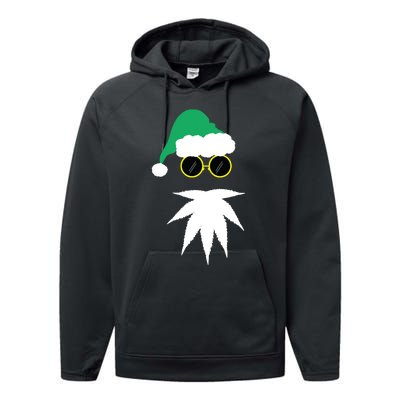 Funny Weed Leaf Santa Beard Naughty Christmas Marijuana Performance Fleece Hoodie