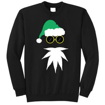 Funny Weed Leaf Santa Beard Naughty Christmas Marijuana Sweatshirt