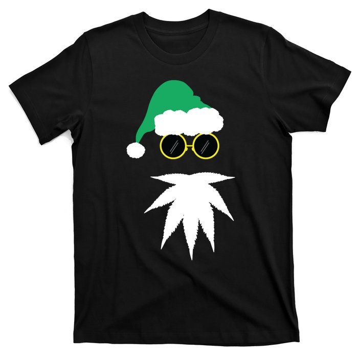 Funny Weed Leaf Santa Beard Naughty Christmas Marijuana T-Shirt