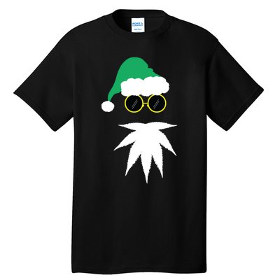 Funny Weed Leaf Santa Beard Naughty Christmas Marijuana Tall T-Shirt