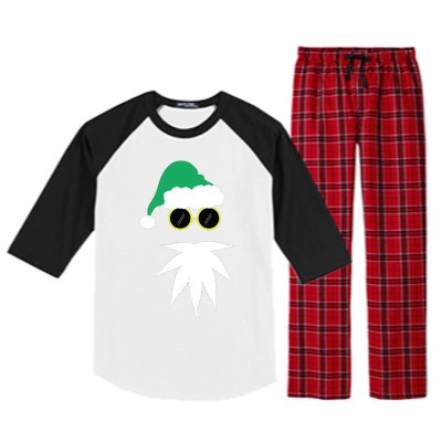 Funny Weed Leaf Santa Beard Naughty Christmas Marijuana Raglan Sleeve Pajama Set