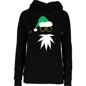 Funny Weed Leaf Santa Beard Naughty Christmas Marijuana Womens Funnel Neck Pullover Hood