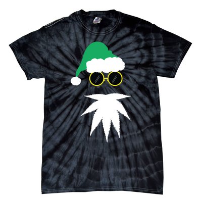 Funny Weed Leaf Santa Beard Naughty Christmas Marijuana Tie-Dye T-Shirt