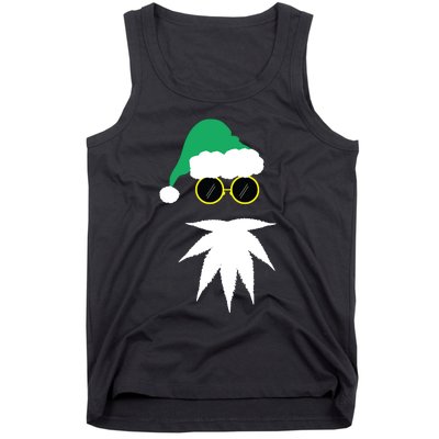 Funny Weed Leaf Santa Beard Naughty Christmas Marijuana Tank Top