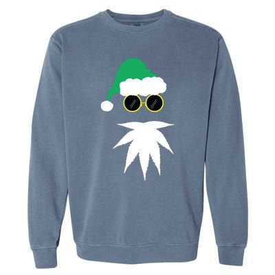 Funny Weed Leaf Santa Beard Naughty Christmas Marijuana Garment-Dyed Sweatshirt