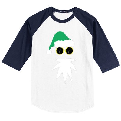 Funny Weed Leaf Santa Beard Naughty Christmas Marijuana Baseball Sleeve Shirt