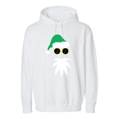 Funny Weed Leaf Santa Beard Naughty Christmas Marijuana Garment-Dyed Fleece Hoodie