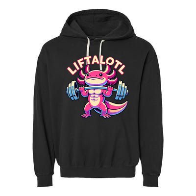 Fitness, Weight Lifting Training, Workout, Axolotl LIFTALOTL Garment-Dyed Fleece Hoodie