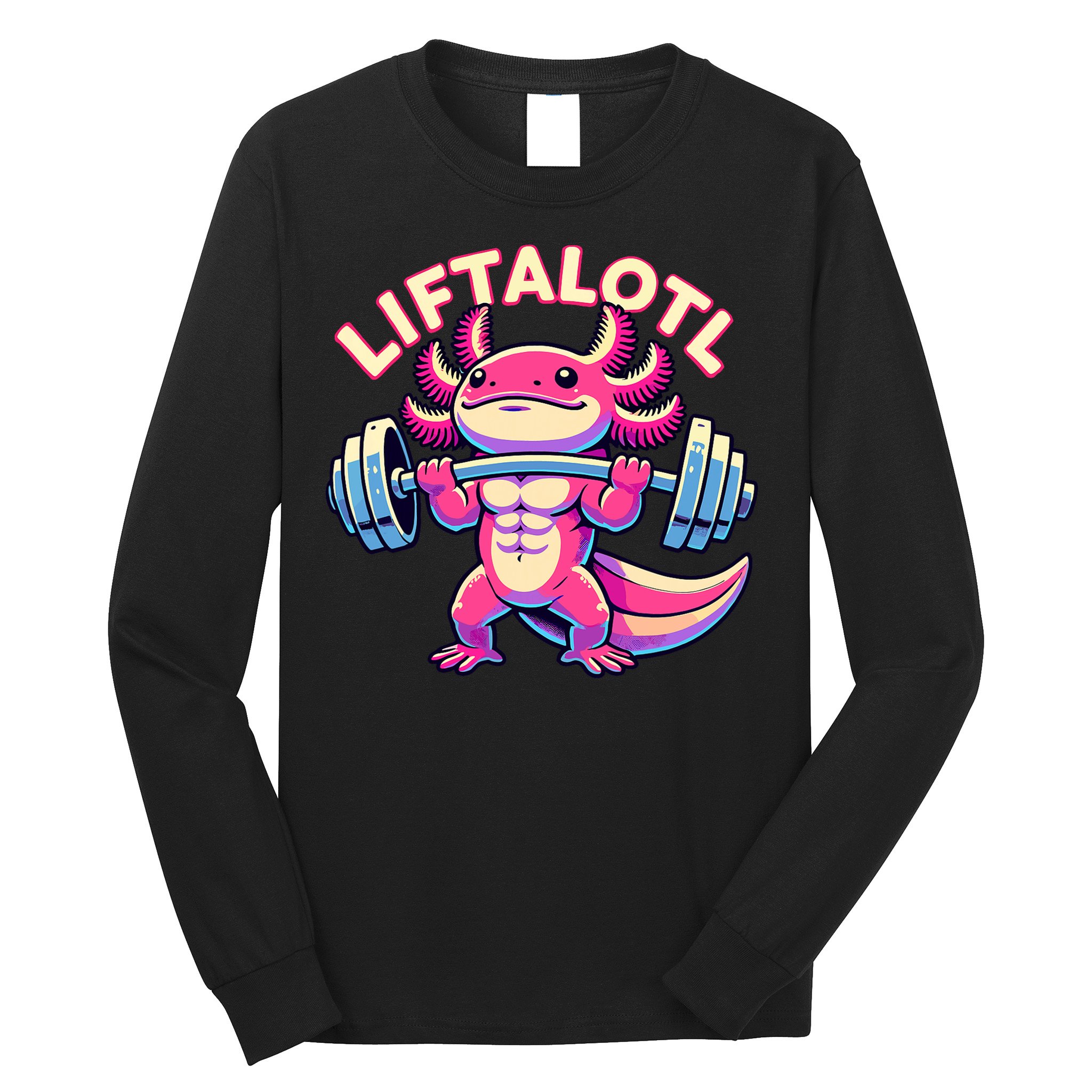Fitness, Weight Lifting Training, Workout, Axolotl LIFTALOTL Long Sleeve Shirt