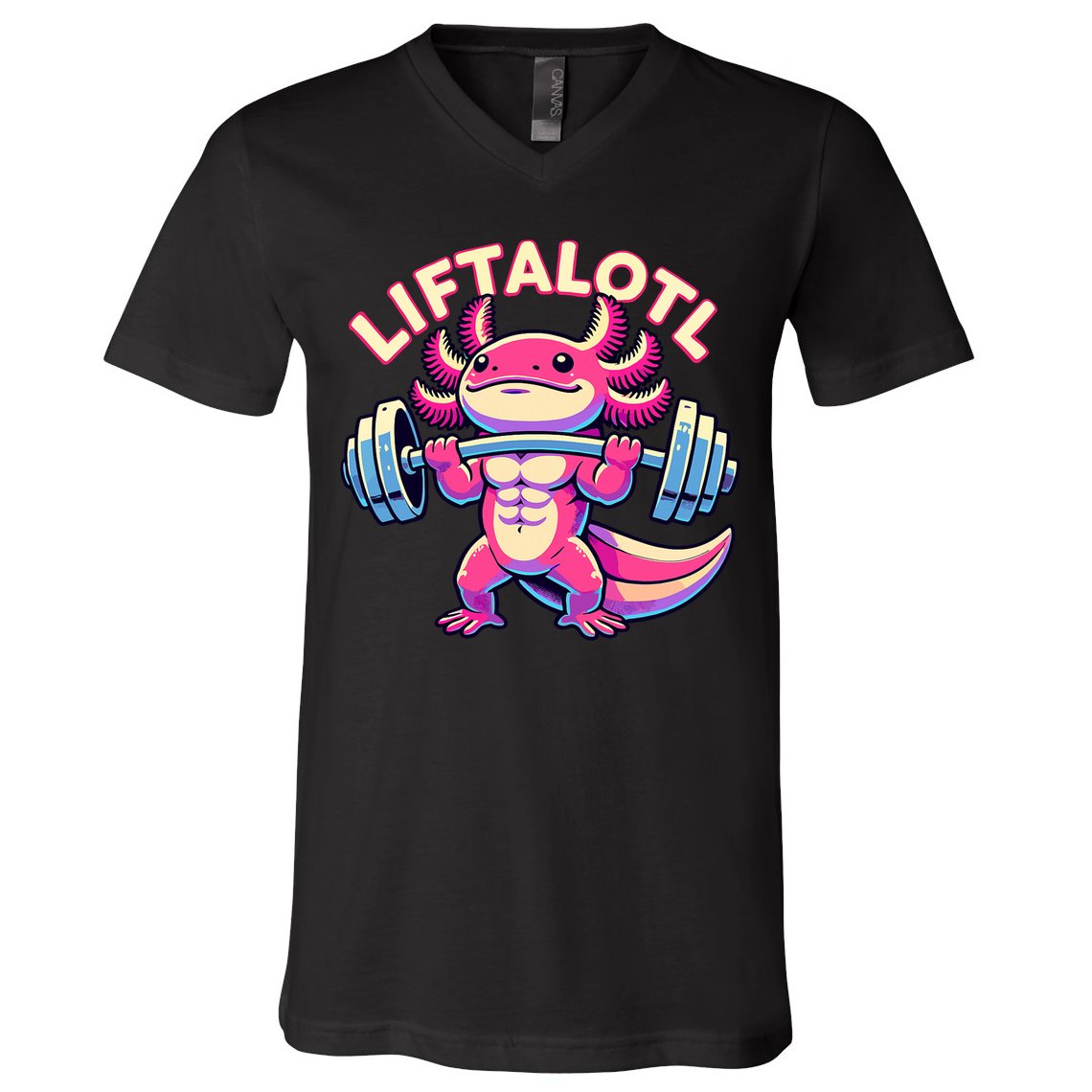 Fitness, Weight Lifting Training, Workout, Axolotl LIFTALOTL V-Neck T-Shirt