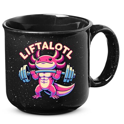 Fitness, Weight Lifting Training, Workout, Axolotl LIFTALOTL 15oz Campfire Ceramic Mug