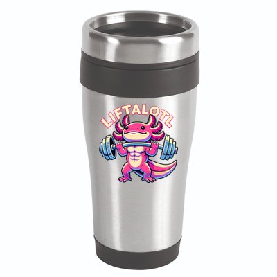 Fitness, Weight Lifting Training, Workout, Axolotl LIFTALOTL 16oz Travel Tumbler