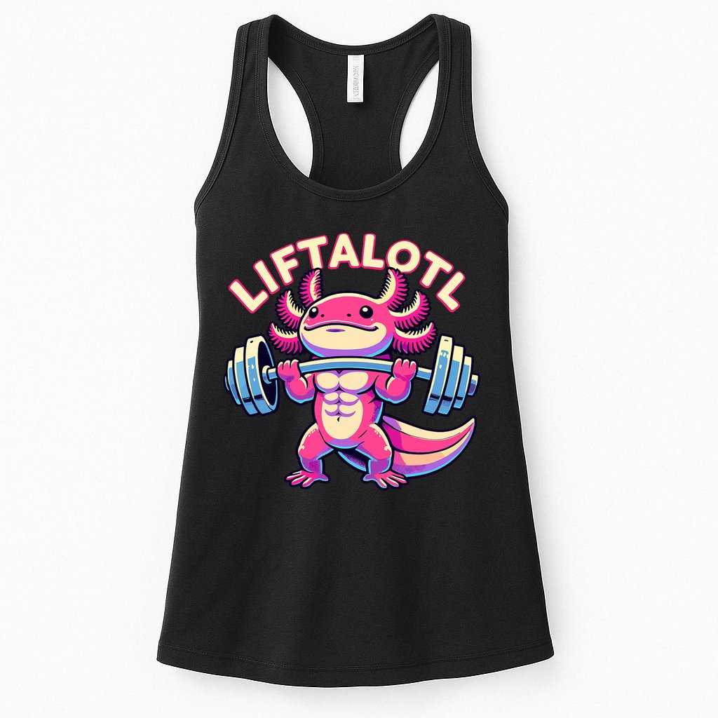 Fitness, Weight Lifting Training, Workout, Axolotl LIFTALOTL Womens Tank Top