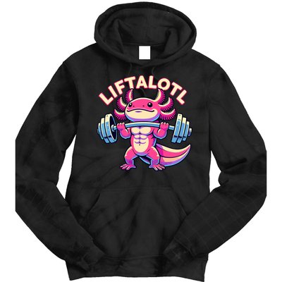Fitness, Weight Lifting Training, Workout, Axolotl LIFTALOTL Tie Dye Hoodie