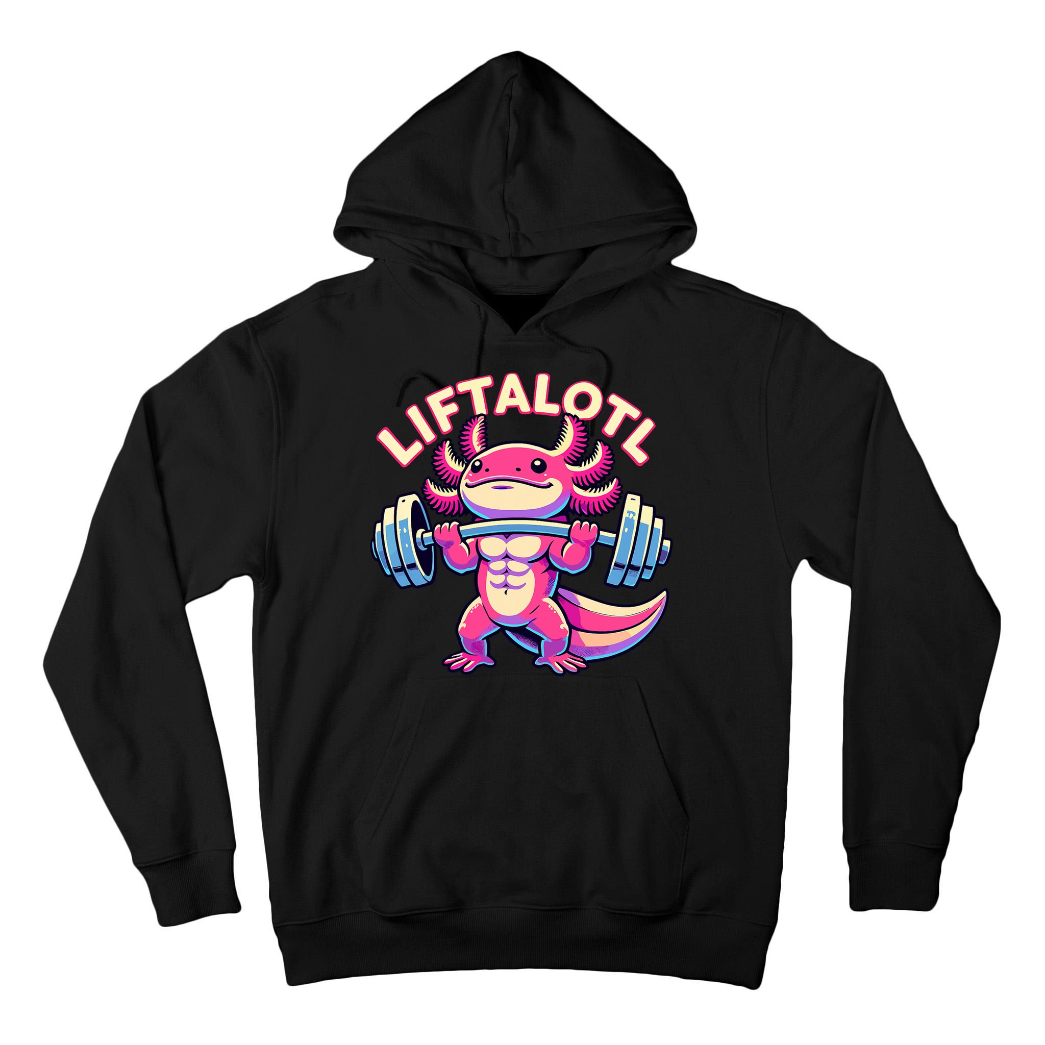 Fitness, Weight Lifting Training, Workout, Axolotl LIFTALOTL Tall Hoodie
