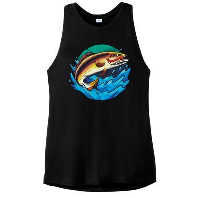 Fishing Worm Lake Ladies PosiCharge Tri-Blend Wicking Tank