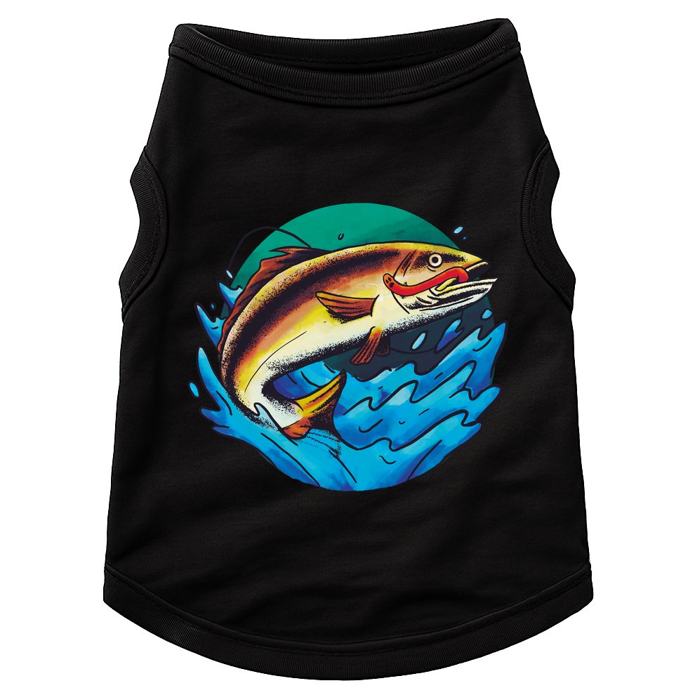 Fishing Worm Lake Doggie Tank