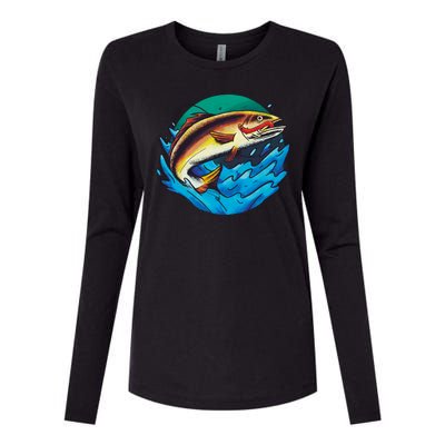 Fishing Worm Lake Womens Cotton Relaxed Long Sleeve T-Shirt