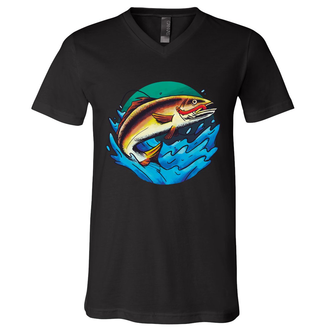 Fishing Worm Lake V-Neck T-Shirt