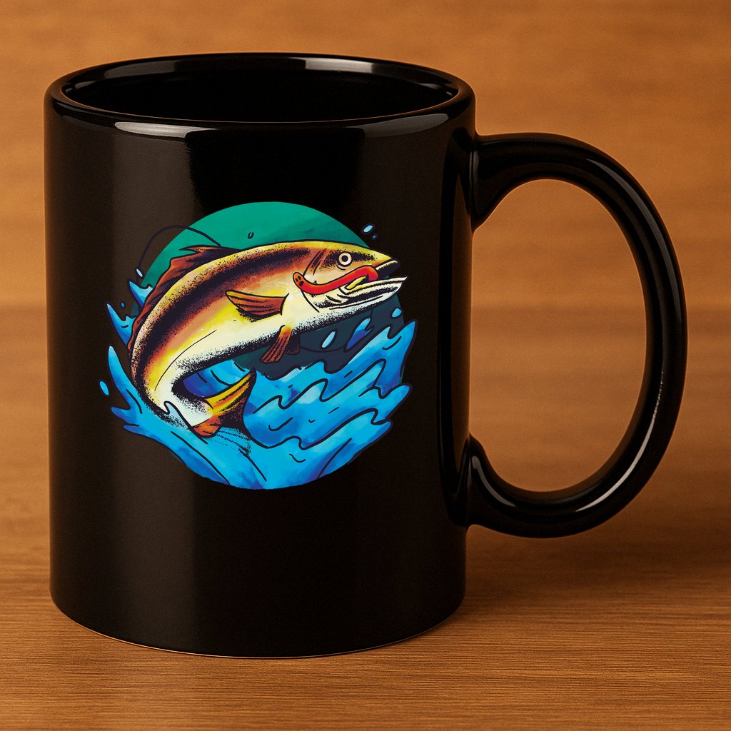 Fishing Worm Lake 11oz C Handle Ceramic Mug